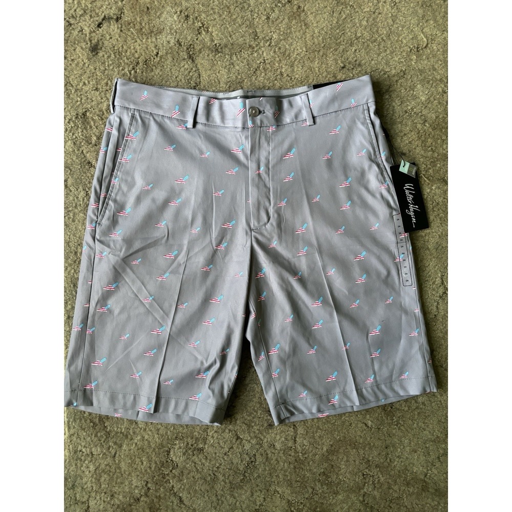 Walter Hagen Golf Shorts Men's 34 Gray Patriotic American Banana Flag